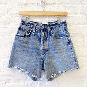 AGOLDE || Riley Short in Outsider Wash Long Inseam Denim Jean Shorts Blue 25